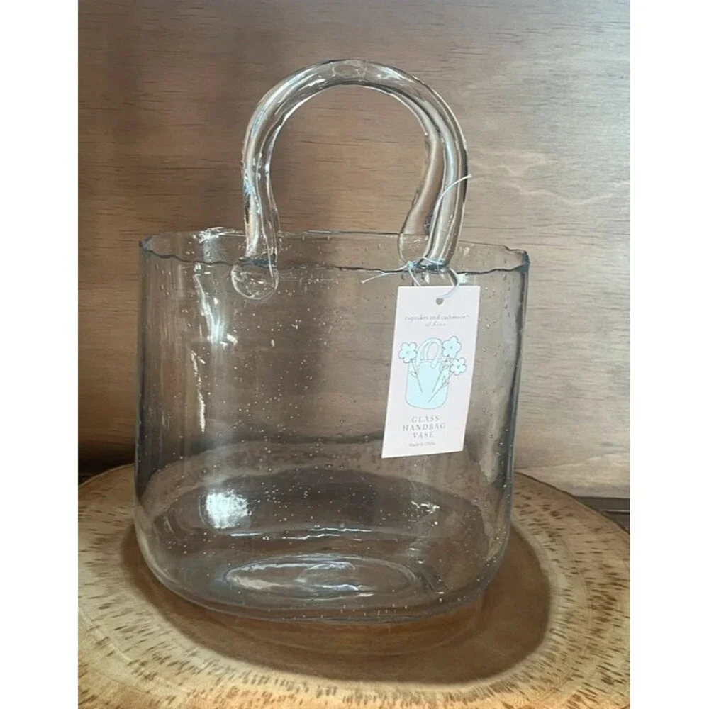 Clear Glass Purse Vase – Handbag Style Decorative Centerpiece